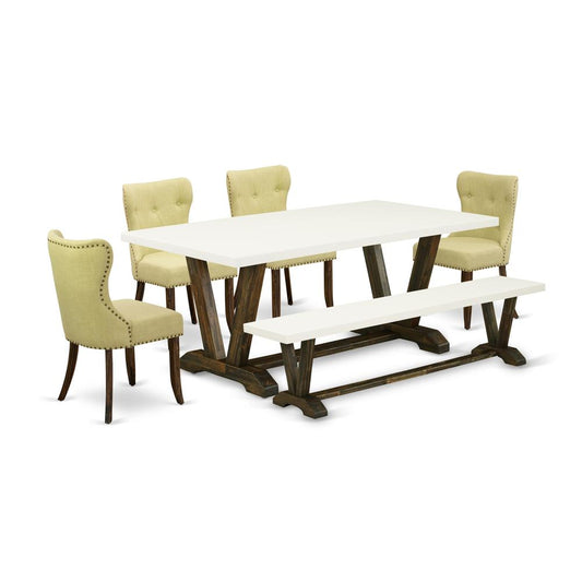 6-Pc Modern Dining Set- 4 Parson Chairs By East West Furniture | Dining Sets | Modishstore