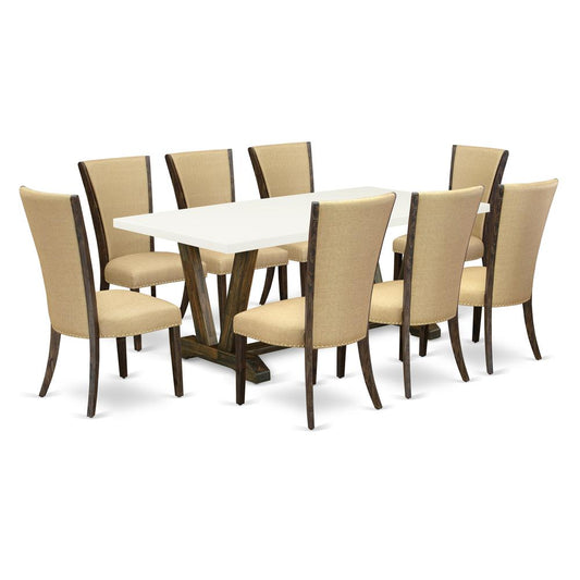 9Pc Dinette Set Offers A Wood Table And 8 Parsons Chairs By East West Furniture | Dining Sets | Modishstore