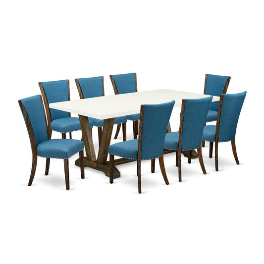 9Pc Wood Dining Table Set Consists Of A Rectangle Table And 8 Parsons Dining Chairs By East West Furniture | Dining Sets | Modishstore