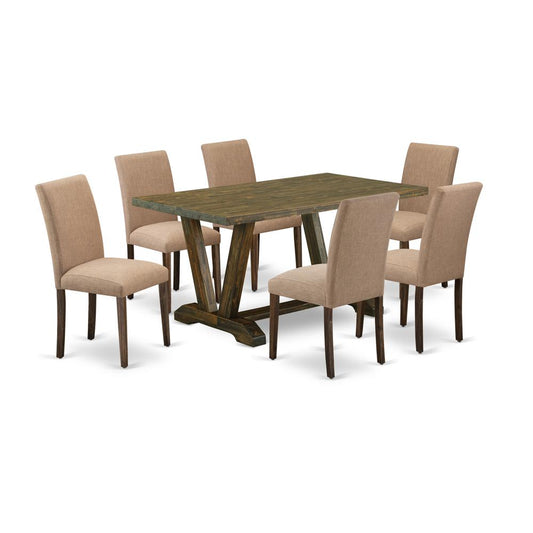 7-Pc Table And Chairs Dining Set Includes 6 Mid Century Modern Dining Chairs By East West Furniture | Dining Sets | Modishstore
