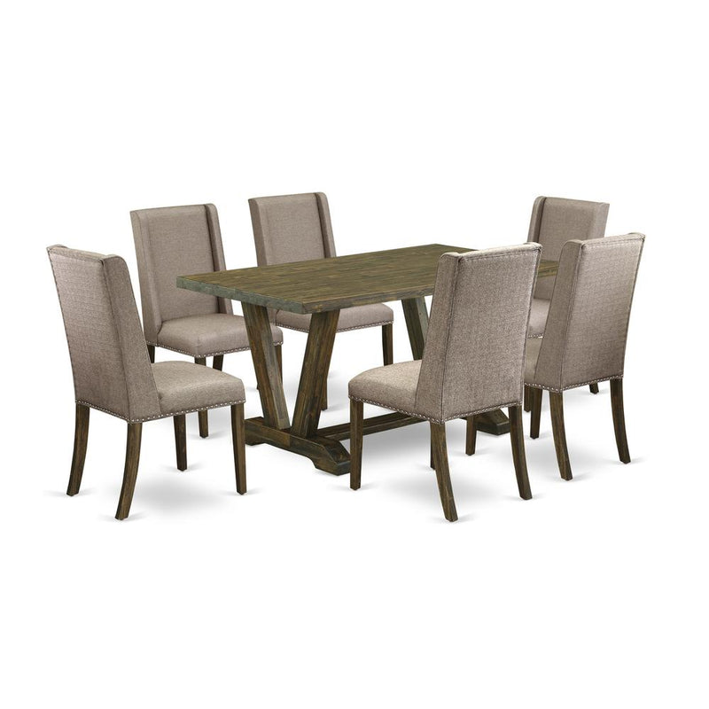 7-Piece Dining Room Set - 6 Parson Chairs And Kitchen Table Solid Wood Frame By East West Furniture | Dining Sets | Modishstore