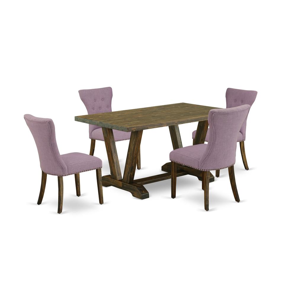 5-Piece Dining Table Set Included 4 Kitchen Dining Chairs Upholstered Seat And High Button Tufted Chair Back And Rectangular Dining Table By East West Furniture | Dining Sets | Modishstore