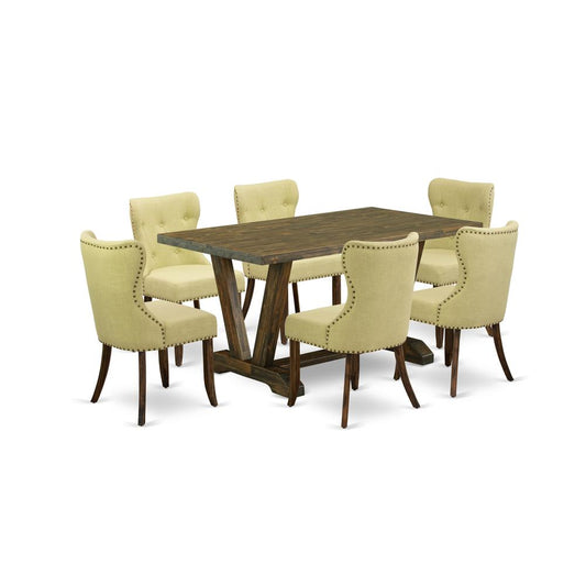7-Pc Kitchen Dining Room Set- 6 Parson Dining Chairs By East West Furniture | Dining Sets | Modishstore