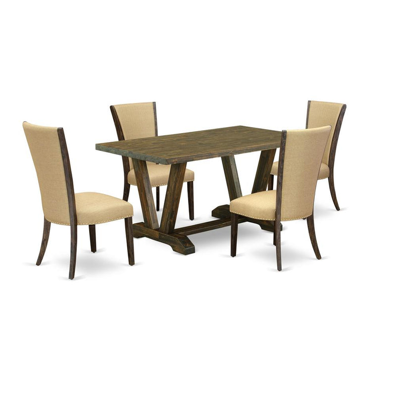 5Pc Dining Table Set Contains A Wood Dining Table And 4 Upholstered Dining Chairs By East West Furniture | Dining Sets | Modishstore