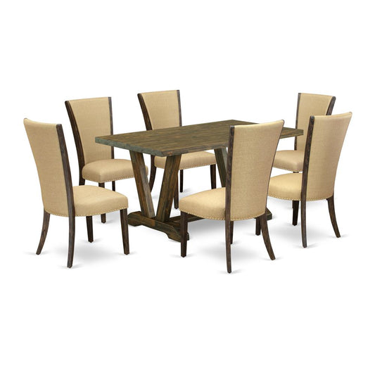 7Pc Dining Room Table Set Offers A Dining Table And 6 Parson Chairs By East West Furniture | Dining Sets | Modishstore