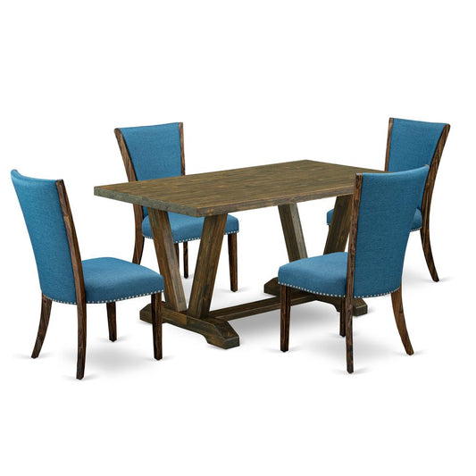5Pc Dining Table Set Offers A Kitchen Table And 4 Parson Dining Chairs By East West Furniture | Dining Sets | Modishstore