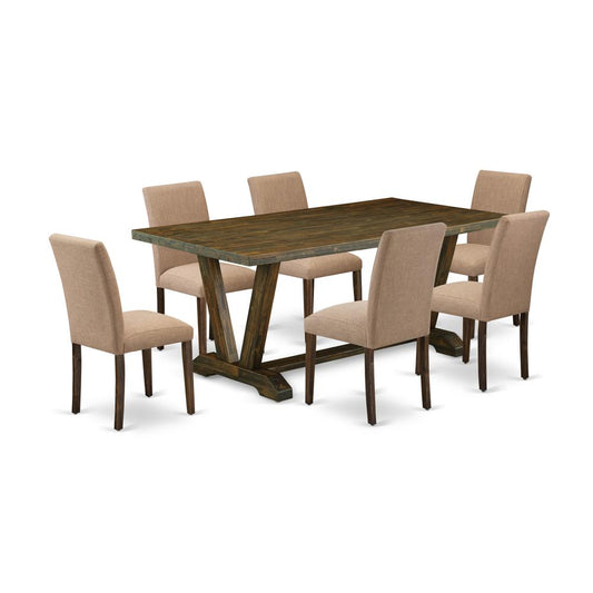7-Pc Wooden Dining Table Set Includes 6 Dining Room Chairs By East West Furniture | Dining Sets | Modishstore