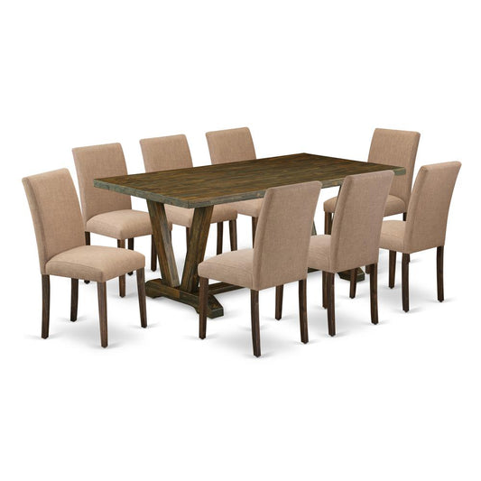 9-Pc Modern Dining Table Set Includes 8 Upholstered Dining Chairs By East West Furniture | Dining Sets | Modishstore