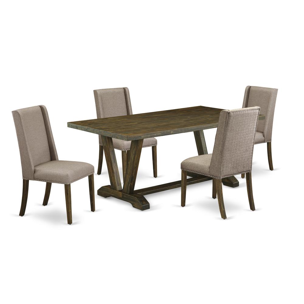 5-Piece Kitchen Table Set Included 4 Parson Dining Chairs Upholstered Nails Head Seat And Stylish Chair Back And Rectangular Dining Table By East West Furniture | Dining Sets | Modishstore