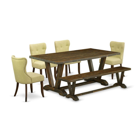 6-Pc Modern Dining Table Set- 4 Parson Chairs By East West Furniture | Dining Sets | Modishstore