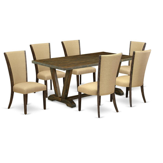 7Pc Kitchen Table Set Offers A Dining Table And 6 Parsons Dining Chairs By East West Furniture | Dining Sets | Modishstore
