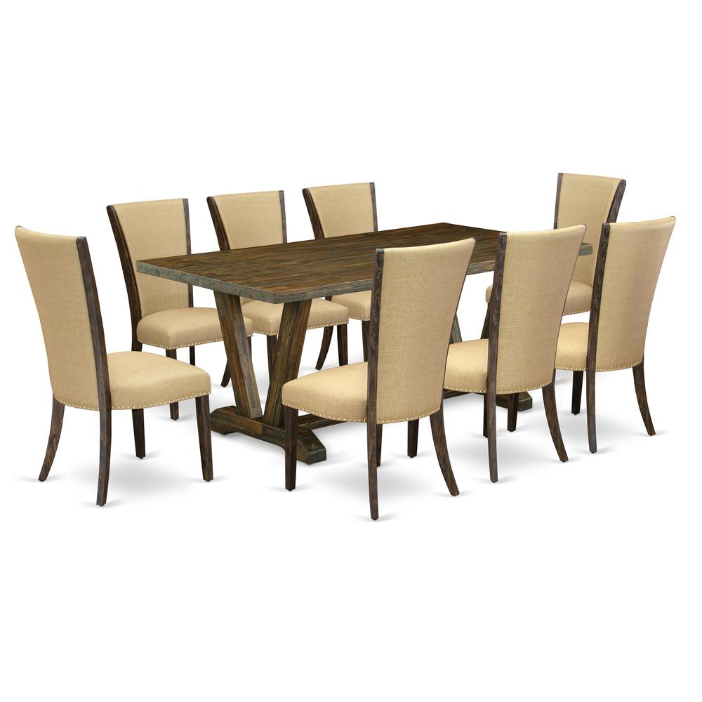 9Pc Kitchen Set Consists Of A Dinette Table And 8 Upholstered Dining Chairs By East West Furniture | Dining Sets | Modishstore