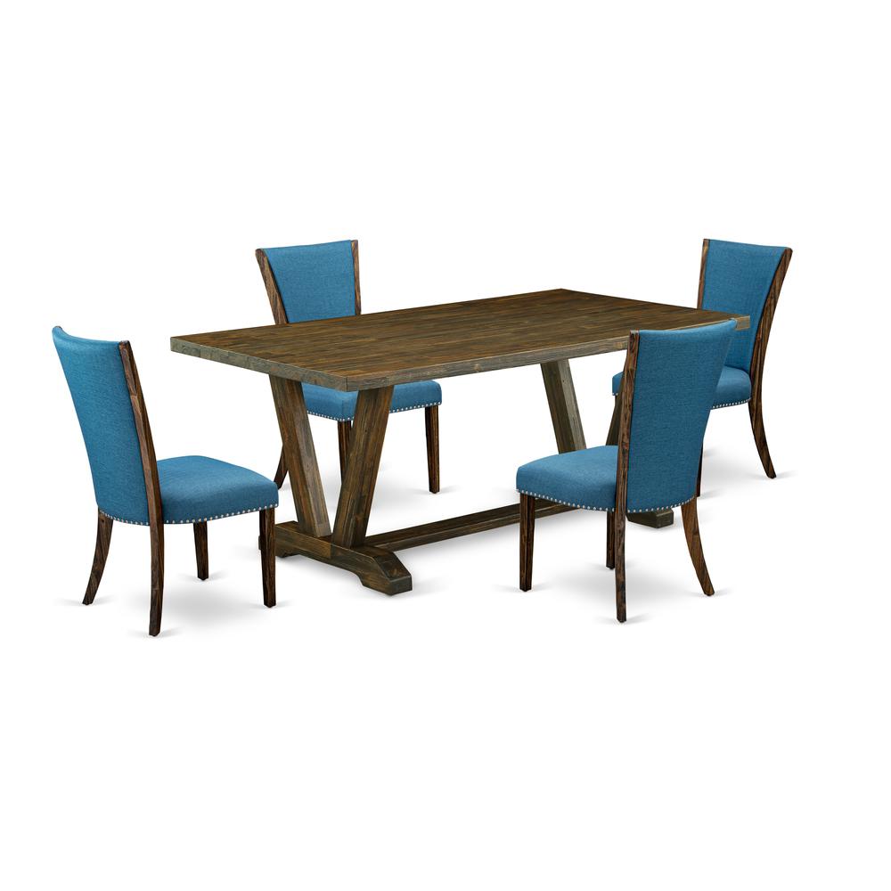 5Pc Wood Dining Table Set Contains A Wood Table And 4 Parsons Chairs By East West Furniture | Dining Sets | Modishstore