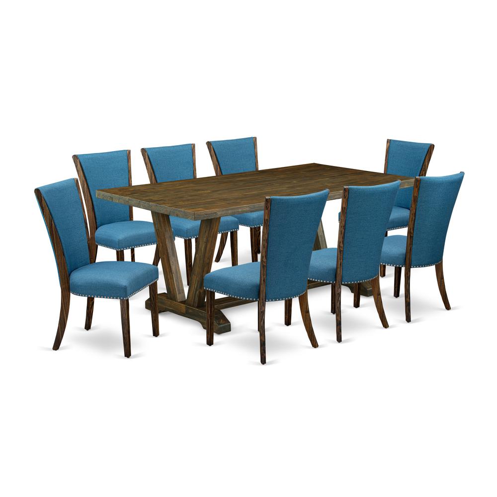 9Pc Dining Room Table Set Consists Of A Dinette Table And 8 Parsons Chairs By East West Furniture | Dining Sets | Modishstore