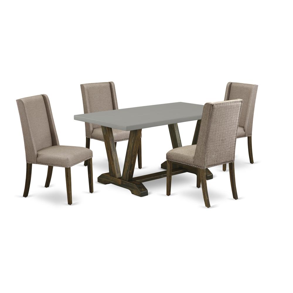 5-Pc Dinette Set Included 4 Dining Room Chairs Upholstered Seat And Stylish Chair Back And Rectangular Dining Table By East West Furniture | Dining Sets | Modishstore