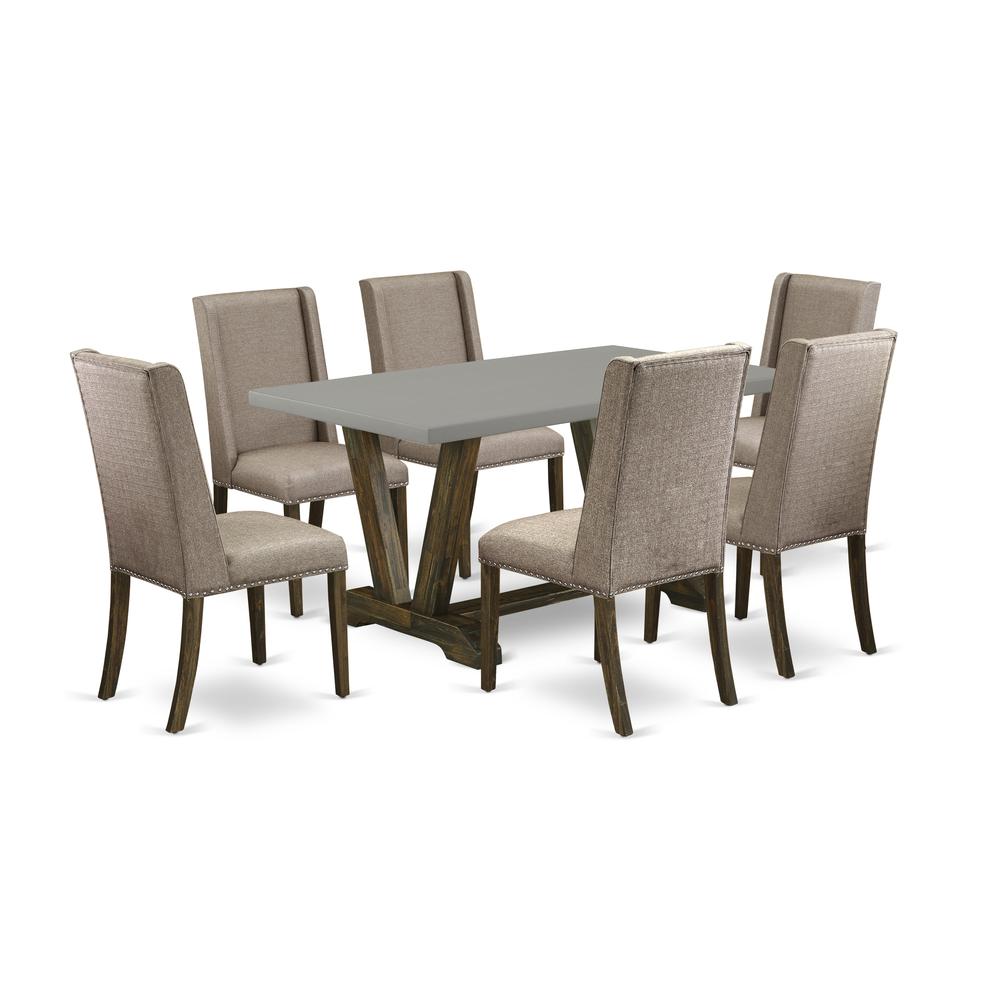 7-Piece Kitchen Table Set - 6 Parson Chairs And A Rectangular Kitchen Table Hardwood Structure By East West Furniture | Dining Sets | Modishstore