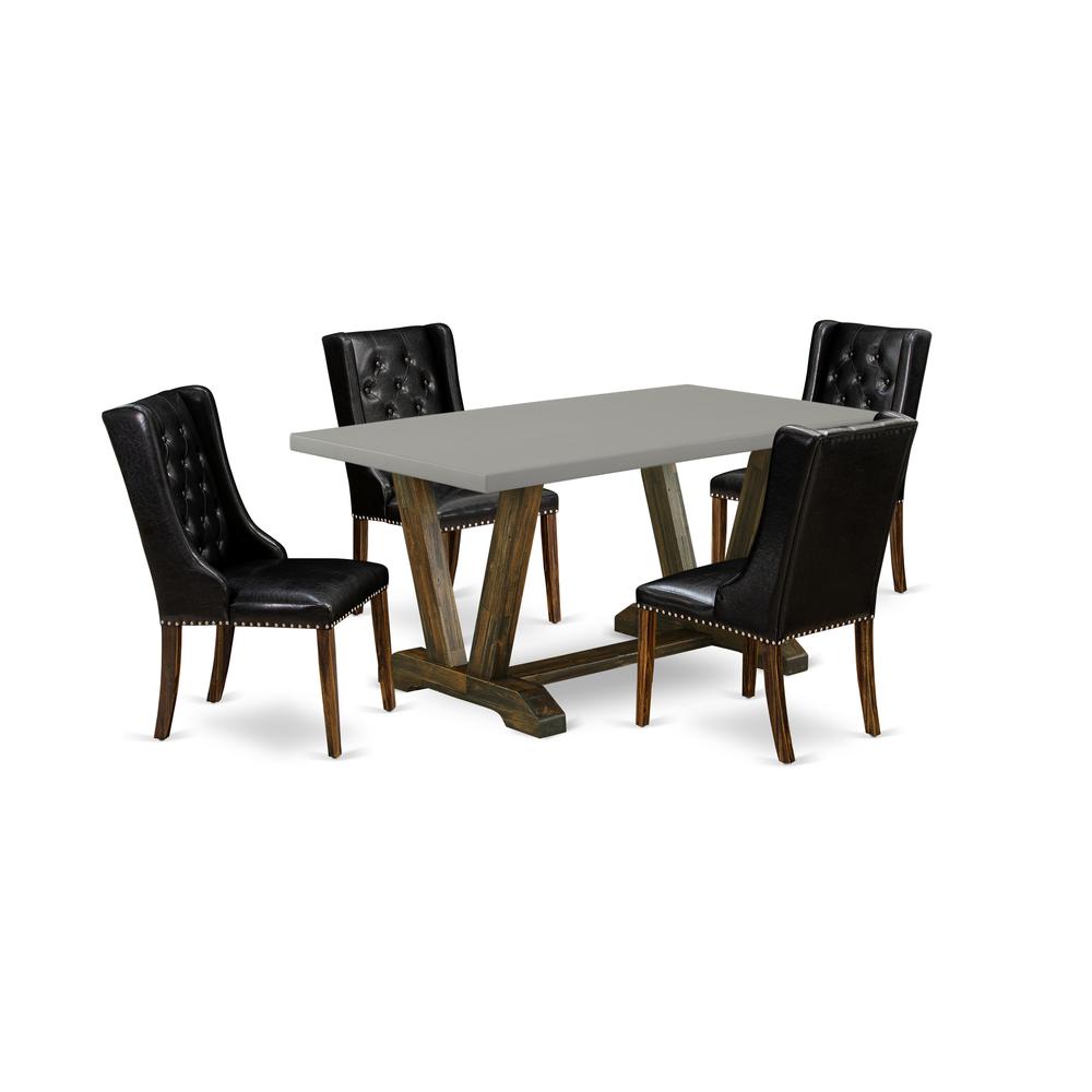 5 Pc Dining Table Set - 4 Black Pu Leather Dining Chairs Button Tufted By East West Furniture | Dining Sets | Modishstore