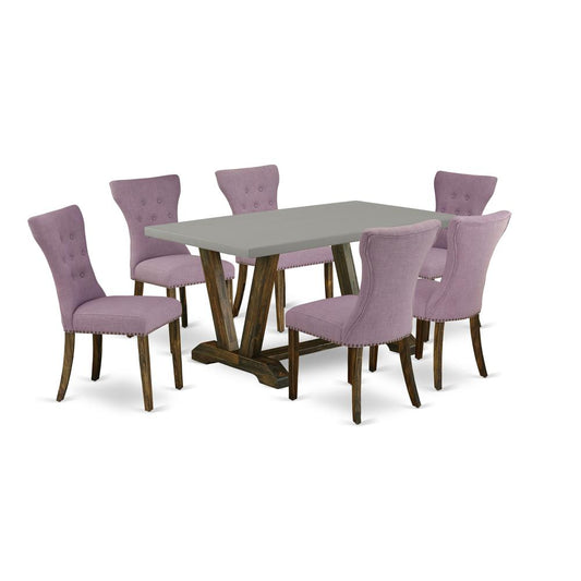 7-Piece Modern Dining Table Set - 6 Parson Chairs And Small Rectangular Table Hardwood Structure By East West Furniture | Dining Sets | Modishstore