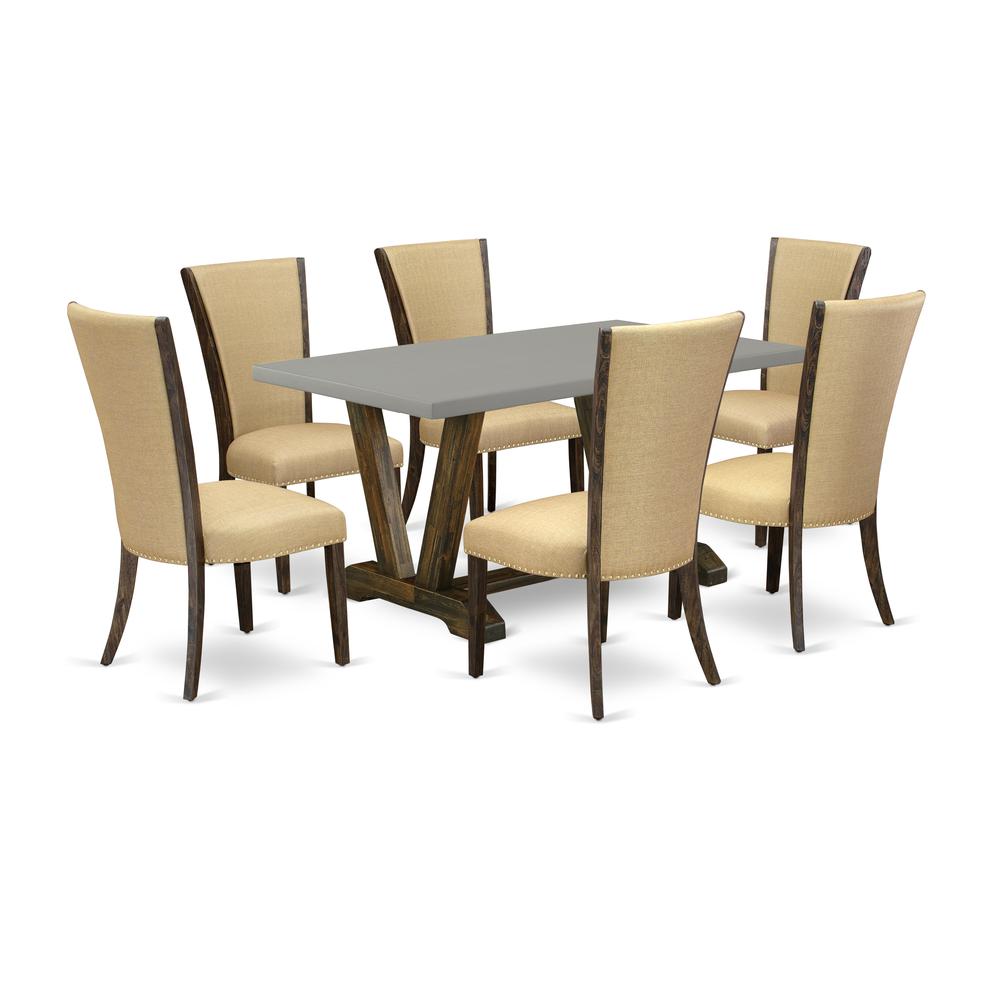 7Pc Dinette Sets For Small Spaces Includes A Rectangular Table And 6 Parson Dining Chairs By East West Furniture | Dining Sets | Modishstore