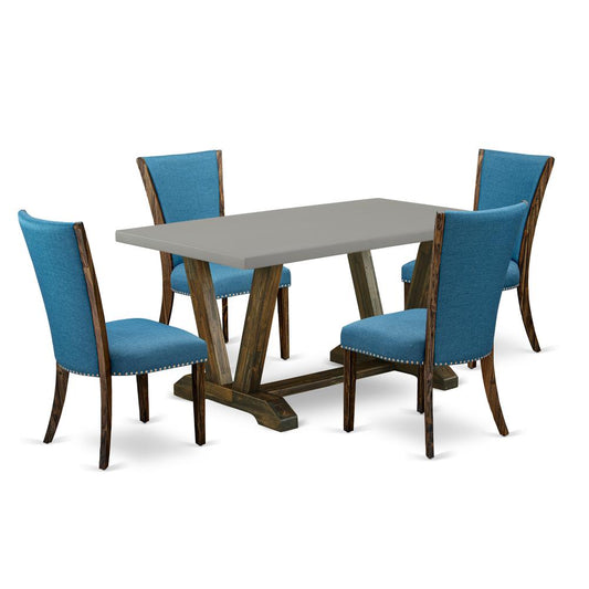 5Pc Dining Table Set Offers A Dining Table And 4 Parsons Dining Room Chairs By East West Furniture | Dining Sets | Modishstore