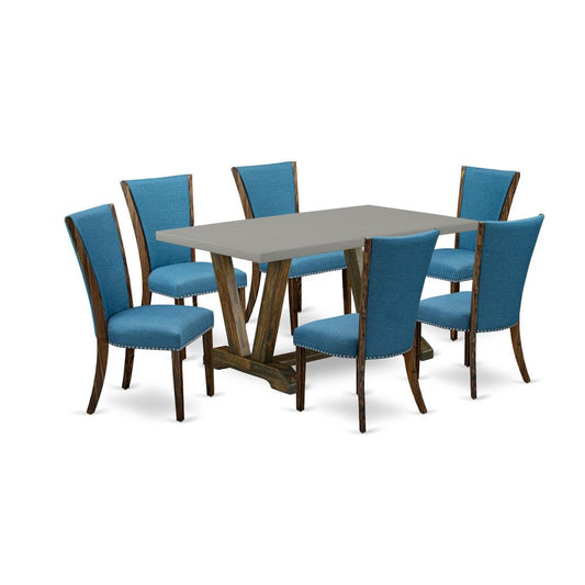 7Pc Dining Room Table Set Consists Of A Wood Dining Table And 6 Parsons Dining Chairs By East West Furniture | Dining Sets | Modishstore