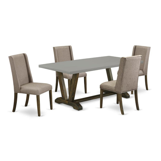 5-Pc Dinette Set Included 4 Modern Dining Chairs Upholstered Seat And Stylish Chair Back And Rectangular Table By East West Furniture | Dining Sets | Modishstore