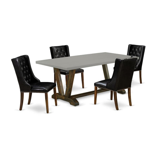5 Pc Dinette Set - 4 Black Pu Leather Dining Room Chair Button Tufted By East West Furniture | Dining Sets | Modishstore