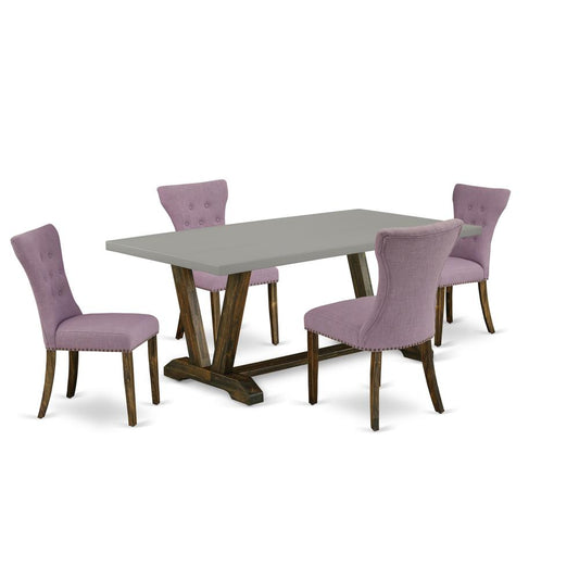 5-Piece Modern Dining Table Set Included 4 Modern Dining Chairs Upholstered Seat And High Button Tufted Chair Back And Rectangular Table By East West Furniture | Dining Sets | Modishstore