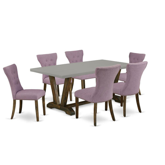 7-Piece Modern Dining Table Set - 6 Parsons Dining Room Chairs And Rectangular Table Hardwood Structure By East West Furniture | Dining Sets | Modishstore
