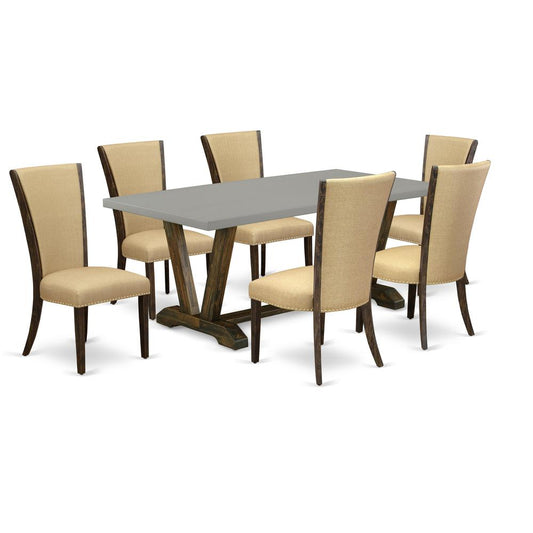7Pc Dinette Sets For Small Spaces Consists Of A Wood Table And 6 Parson Chairs By East West Furniture | Dining Sets | Modishstore