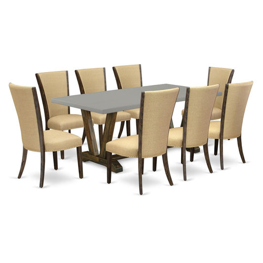9Pc Dinette Set Includes A Rectangular Table And 8 Parsons Chairs By East West Furniture | Dining Sets | Modishstore