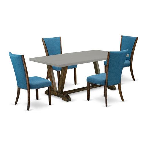 5Pc Kitchen Table Set Includes A Rectangular Table And 4 Parson Chairs By East West Furniture | Dining Sets | Modishstore