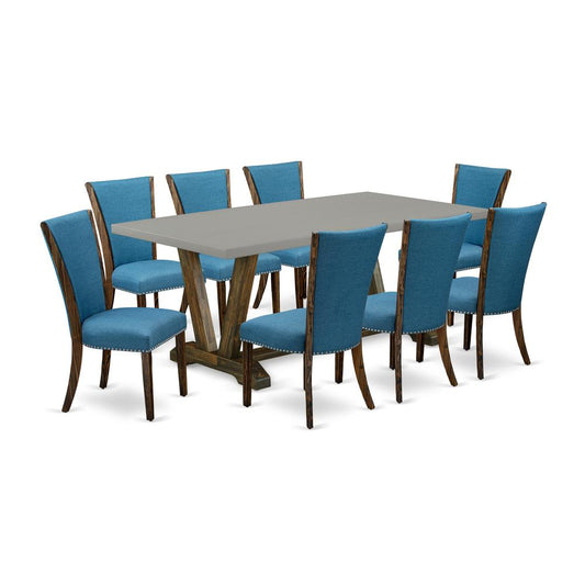 9Pc Dining Room Table Set Offers A Dinette Table And 8 Parson Dining Chairs By East West Furniture | Dining Sets | Modishstore