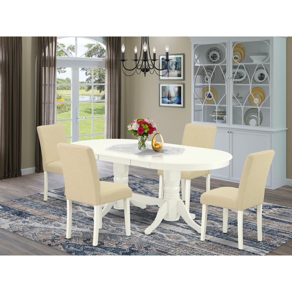 Dining Room Set Linen White VAAB5-LWH-02 By East West Furniture | Dining Sets | Modishstore