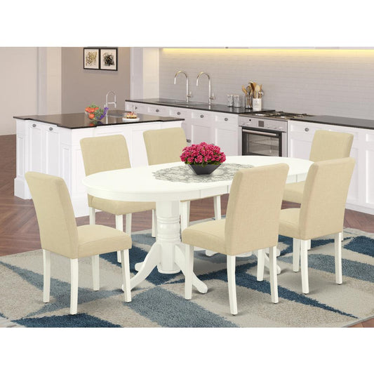Dining Room Set Linen White VAAB7 - LWH - 02 By East West Furniture | Dining Sets | Modishstore