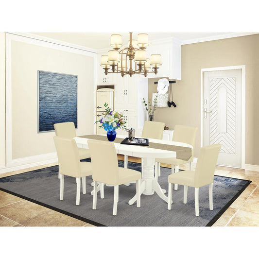 Dining Room Set Linen White VAAB7 - LWH - 64 By East West Furniture | Dining Sets | Modishstore