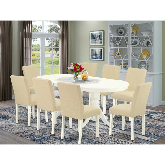 Dining Room Set Linen White VAAB9-LWH-02 By East West Furniture | Dining Sets | Modishstore