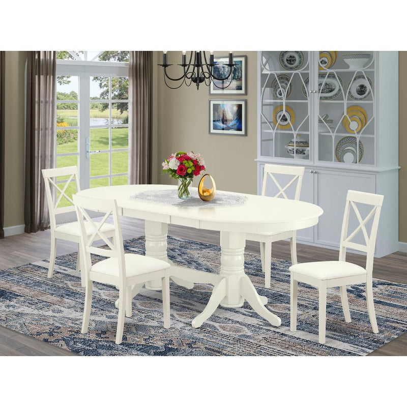 Dining Room Set Linen White VABO5-LWH-LC By East West Furniture | Dining Sets | Modishstore