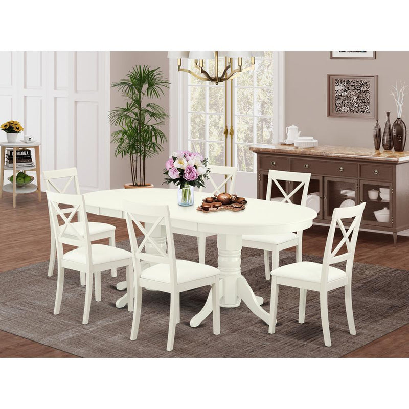 Dining Room Set Linen White VABO7-LWH-LC By East West Furniture | Dining Sets | Modishstore