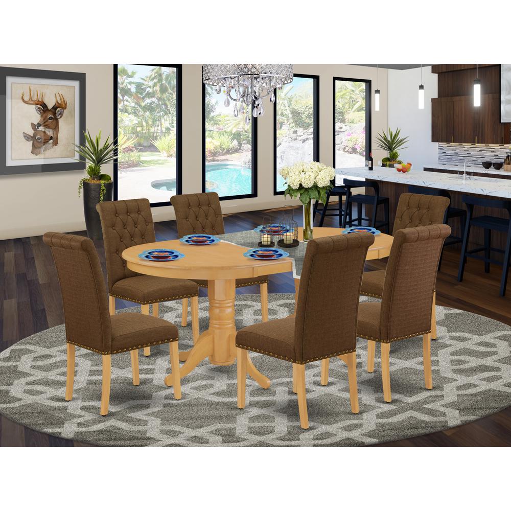 Dining Room Set Oak VABR7-OAK-18 By East West Furniture | Dining Sets | Modishstore