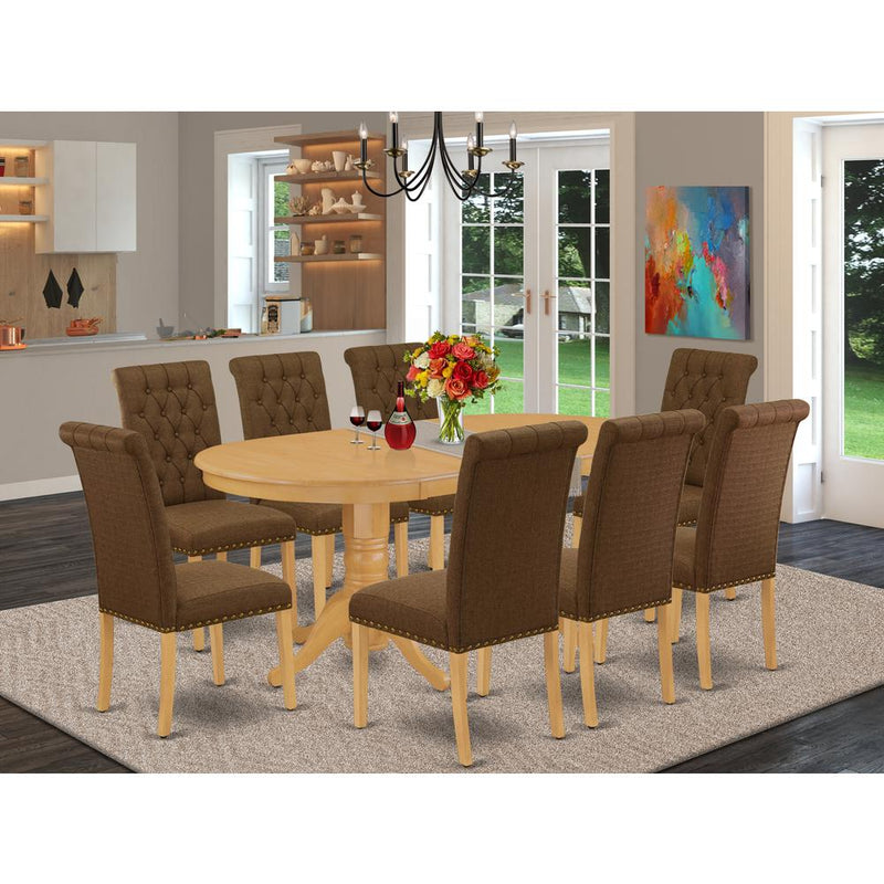 Dining Room Set Oak VABR9-OAK-18 By East West Furniture | Dining Sets | Modishstore
