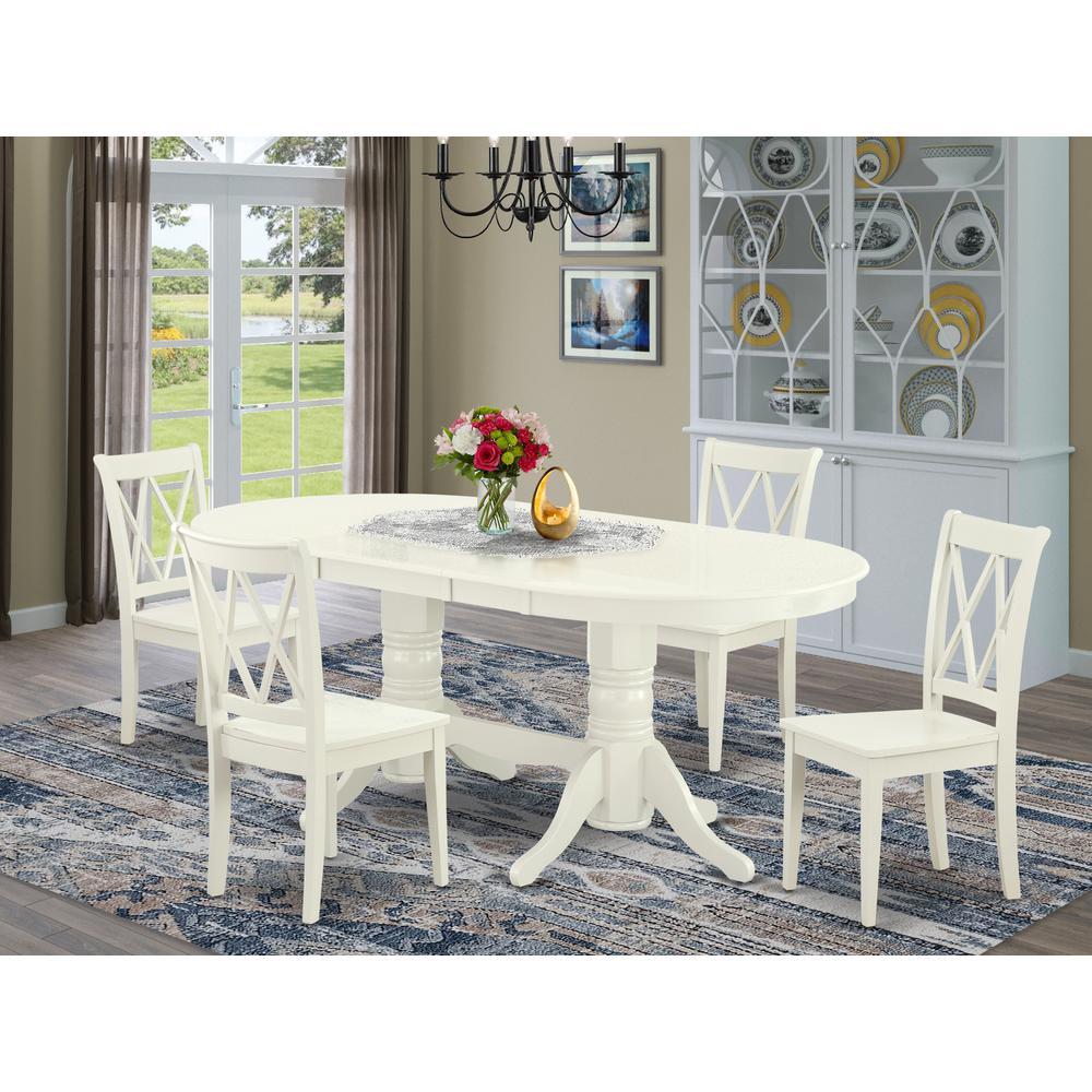 Dining Room Set Linen White VACL5-LWH-W By East West Furniture | Dining Sets | Modishstore