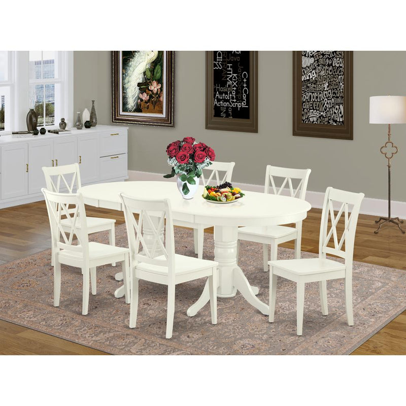 Dining Room Set Linen White VACL7-LWH-W By East West Furniture | Dining Sets | Modishstore