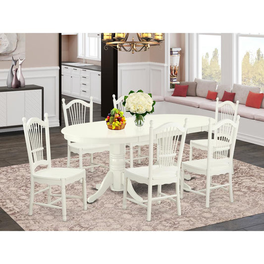 Dining Room Set Linen White VADO7-LWH-W By East West Furniture | Dining Sets | Modishstore