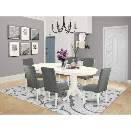 Dining Room Set Linen White VADR7 - LWH - 07 By East West Furniture | Dining Sets | Modishstore
