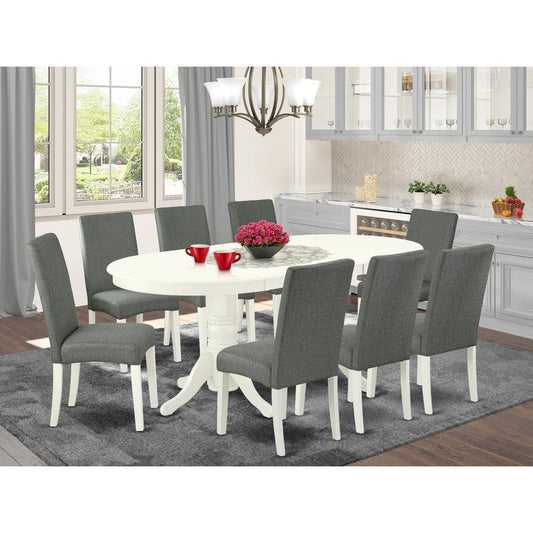 Dining Room Set Linen White VADR9-LWH-07 By East West Furniture | Dining Sets | Modishstore