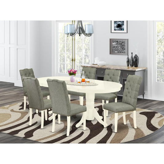 Dining Room Set Linen White VAEL7 - LWH - 07 By East West Furniture | Dining Sets | Modishstore