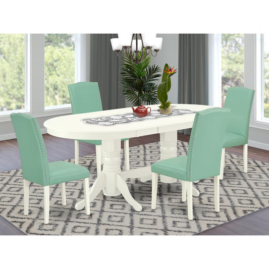 Dining Room Set Linen White VAEN5-LWH-57 By East West Furniture | Dining Sets | Modishstore