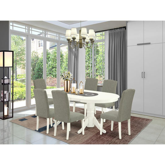 Dining Room Set Linen White VAEN7 - LWH - 06 By East West Furniture | Dining Sets | Modishstore
