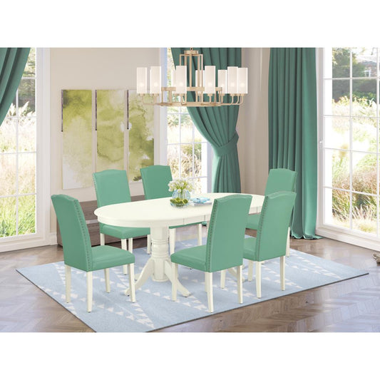 Dining Room Set Linen White VAEN7 - LWH - 57 By East West Furniture | Dining Sets | Modishstore